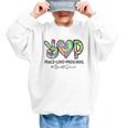 Peace Love Preschool First Day Of Preschool Back To School Graphic Kid Sweatshirt