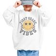Retro First Grade Vibes Smile Face Back To School 1st Grade Graphic Kid Sweatshirt Retro First Grade Vibes Smile Face Back To School 1st Grade Graphic Kid Sweatshirt