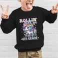 4th Grade Back To School First Day Girls Rollin Unicorn Graphic Kid Sweatshirt 4th Grade Back To School First Day Girls Rollin Unicorn Graphic Kid Sweatshirt