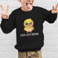 Back To School Chick With Brains Smart Intelligent Girls Graphic Kid Sweatshirt Back To School Chick With Brains Smart Intelligent Girls Graphic Kid Sweatshirt