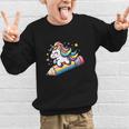Back To School Unicorn Riding A Pencil Graphic Kid Sweatshirt