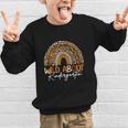 Back To School Wild About Kindergarten Leopard Rainbow Graphic Kid Sweatshirt Back To School Wild About Kindergarten Leopard Rainbow Graphic Kid Sweatshirt