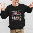 Battery Life Of A Media Specialist Back To School Graphic Kid Sweatshirt Battery Life Of A Media Specialist Back To School Graphic Kid Sweatshirt