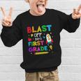 Blast Off Into First Grade Squad First Day Back To School Graphic Kid Sweatshirt Blast Off Into First Grade Squad First Day Back To School Graphic Kid Sweatshirt