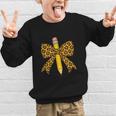 Bow Pencil Leopard First Day Of School Back To School Graphic Kid Sweatshirt