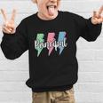 Checkered Principal Lightning Bolt Back To School Graphic Kid Sweatshirt Checkered Principal Lightning Bolt Back To School Graphic Kid Sweatshirt