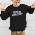 Colorful School Secretary Back To School Rainbow Graphic Kid Sweatshirt Colorful School Secretary Back To School Rainbow Graphic Kid Sweatshirt