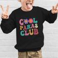 Cool Paras Club Paraprofessional Groovy Back To School Graphic Kid Sweatshirt