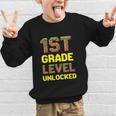 First Day Of 1st Grade Level Unlocked Back To School For Boy Graphic Kid Sweatshirt