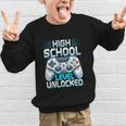 First Day Of High School Level Unlocked Back To School Gamer Graphic Kid Sweatshirt First Day Of High School Level Unlocked Back To School Gamer Graphic Kid Sweatshirt