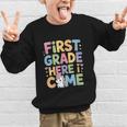 First Grade Here I Come Unicorn Back To School Graphic Kid Sweatshirt First Grade Here I Come Unicorn Back To School Graphic Kid Sweatshirt