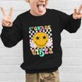 Girls 1st Grade Vibes Smile Face Back To School 1st Grade Graphic Kid Sweatshirt Girls 1st Grade Vibes Smile Face Back To School 1st Grade Graphic Kid Sweatshirt