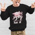 Girls Class Of 2027 Back To School Senior 2027 Coquette Bow Graphic Kid Sweatshirt