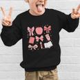 Happy Back To School 1st Day Toddler Girl Boho Coquette Bows Graphic Kid Sweatshirt Happy Back To School 1st Day Toddler Girl Boho Coquette Bows Graphic Kid Sweatshirt