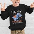 Happy First Day Of CollegeRex Dinosaur Back To School Graphic Kid Sweatshirt Happy First Day Of CollegeRex Dinosaur Back To School Graphic Kid Sweatshirt