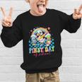 Happy First Day Of School Goose Cute Duck Back To School Graphic Kid Sweatshirt