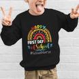 Happy First Day Of School Nurse Rainbow Back To School Graphic Kid Sweatshirt Happy First Day Of School Nurse Rainbow Back To School Graphic Kid Sweatshirt