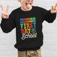 Happy First Day Of School Pupil Kids Grade Back To School 1 Graphic Kid Sweatshirt Happy First Day Of School Pupil Kids Grade Back To School 1 Graphic Kid Sweatshirt