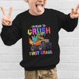 I'm Ready To Crush First Grade Dinosaur Truck Back To School Graphic Kid Sweatshirt I'm Ready To Crush First Grade Dinosaur Truck Back To School Graphic Kid Sweatshirt