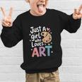 Just a Girl Who Loves Art Cute Back To School Kids Girls Graphic Kid Sweatshirt
