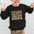 My Last First Day Of Elementary School Groovy Back To School Graphic Kid Sweatshirt