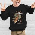 Melanin Pencil Leopard Bow Para Back To School Graphic Kid Sweatshirt