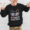 Third 3rd Grade Vibes Back To School Cute Cat Cute For Girls Graphic Kid Sweatshirt