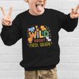 Wild About First Grade Safari Jungle Animals Back To School Graphic Kid Sweatshirt