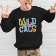 Wildcats School Spirit Groovy Back To School Girls Graphic Kid Sweatshirt