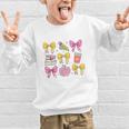 Apple Coquette Bow Books First Day Of School Back To School Graphic Kid Sweatshirt Apple Coquette Bow Books First Day Of School Back To School Graphic Kid Sweatshirt