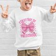 First Day Of Preschool Coquette Bow Back To School Girls Graphic Kid Sweatshirt First Day Of Preschool Coquette Bow Back To School Girls Graphic Kid Sweatshirt