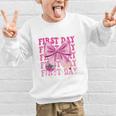 First Day Of School Girls Coquette Bow Back To School Performance Graphic Kid Sweatshirt First Day Of School Girls Coquette Bow Back To School Performance Graphic Kid Sweatshirt