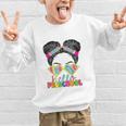Hello Preschool Messy Bun Tie Dye Back To School Girls Kids Graphic Kid Sweatshirt