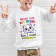 Kids Watch Out 1st Grade Here I Come Girls Cat Back To School Graphic Kid Sweatshirt