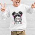 Little Miss Pre-K Girls Back To School Messy Bun Performance Graphic Kid Sweatshirt