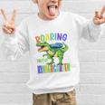 Roaring Into Kindergarten DinosaurRex Back To School Boys Performance Graphic Kid Sweatshirt Roaring Into Kindergarten DinosaurRex Back To School Boys Performance Graphic Kid Sweatshirt
