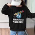 Back To School Ninth Grade Sloth Hanging Out In 9th Grade Graphic Kid Sweatshirt