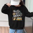 Cute Hello 1st Grade Dinosaur School Back To School Dino Bus Graphic Kid Sweatshirt Cute Hello 1st Grade Dinosaur School Back To School Dino Bus Graphic Kid Sweatshirt