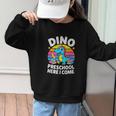 Dino Preschool Here I Come Cute Back To School Graphic Kid Sweatshirt Dino Preschool Here I Come Cute Back To School Graphic Kid Sweatshirt