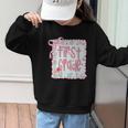 First Grade Coquette Bow Pink Preppy Back To School Girls Graphic Kid Sweatshirt First Grade Coquette Bow Pink Preppy Back To School Girls Graphic Kid Sweatshirt