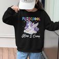 Preschool Here I Come Unicorn Back To School Girl Student Graphic Kid Sweatshirt Preschool Here I Come Unicorn Back To School Girl Student Graphic Kid Sweatshirt