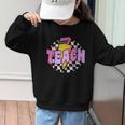 Retro Checkered Teach Pencil Lightning Back To School Graphic Kid Sweatshirt Retro Checkered Teach Pencil Lightning Back To School Graphic Kid Sweatshirt