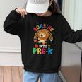 Roaring Into Pre-Kindergarten Lion Pre K Back To School Graphic Kid Sweatshirt Roaring Into Pre-Kindergarten Lion Pre K Back To School Graphic Kid Sweatshirt