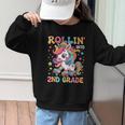 Second Grade Back To School First Day Girls Rollin Unicorn Graphic Kid Sweatshirt