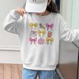 Apple Coquette Bow Books First Day Of School Back To School Graphic Kid Sweatshirt Apple Coquette Bow Books First Day Of School Back To School Graphic Kid Sweatshirt