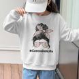 Custodian Life Messy Bun Hair Glasses Leopard Back To School Graphic Kid Sweatshirt Custodian Life Messy Bun Hair Glasses Leopard Back To School Graphic Kid Sweatshirt