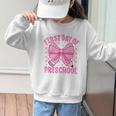 First Day Of Preschool Coquette Bow Back To School Girls Graphic Kid Sweatshirt First Day Of Preschool Coquette Bow Back To School Girls Graphic Kid Sweatshirt