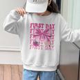 First Day Of School Girls Coquette Bow Back To School Performance Graphic Kid Sweatshirt First Day Of School Girls Coquette Bow Back To School Performance Graphic Kid Sweatshirt
