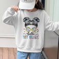 Hello 1st Grade Messy Bun Girl Back To School First Day Graphic Kid Sweatshirt Hello 1st Grade Messy Bun Girl Back To School First Day Graphic Kid Sweatshirt