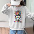 Hello 4th Grade Messy Bun Girls Back To School First Day Graphic Kid Sweatshirt Hello 4th Grade Messy Bun Girls Back To School First Day Graphic Kid Sweatshirt